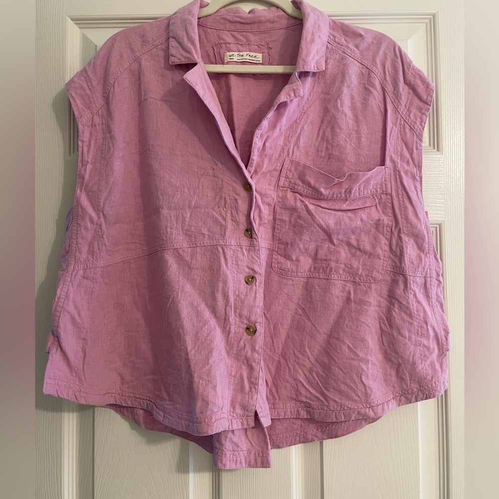 Free People Oversized Pink Linen Top
